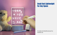 Acrylic Transparent LED Desk Memo Board, Double-Sided Erasable Whiteboard for Home Office, Desktop Reminder Board