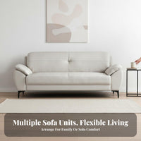 Nordic design 3-Seater Leather Sofa Modern Design 3-Seater Sofa Fully Assembled Living Room Seating Minimalist Aesthetic for Apartment Dwellers, Homeowners, Office Managers, Reception Area