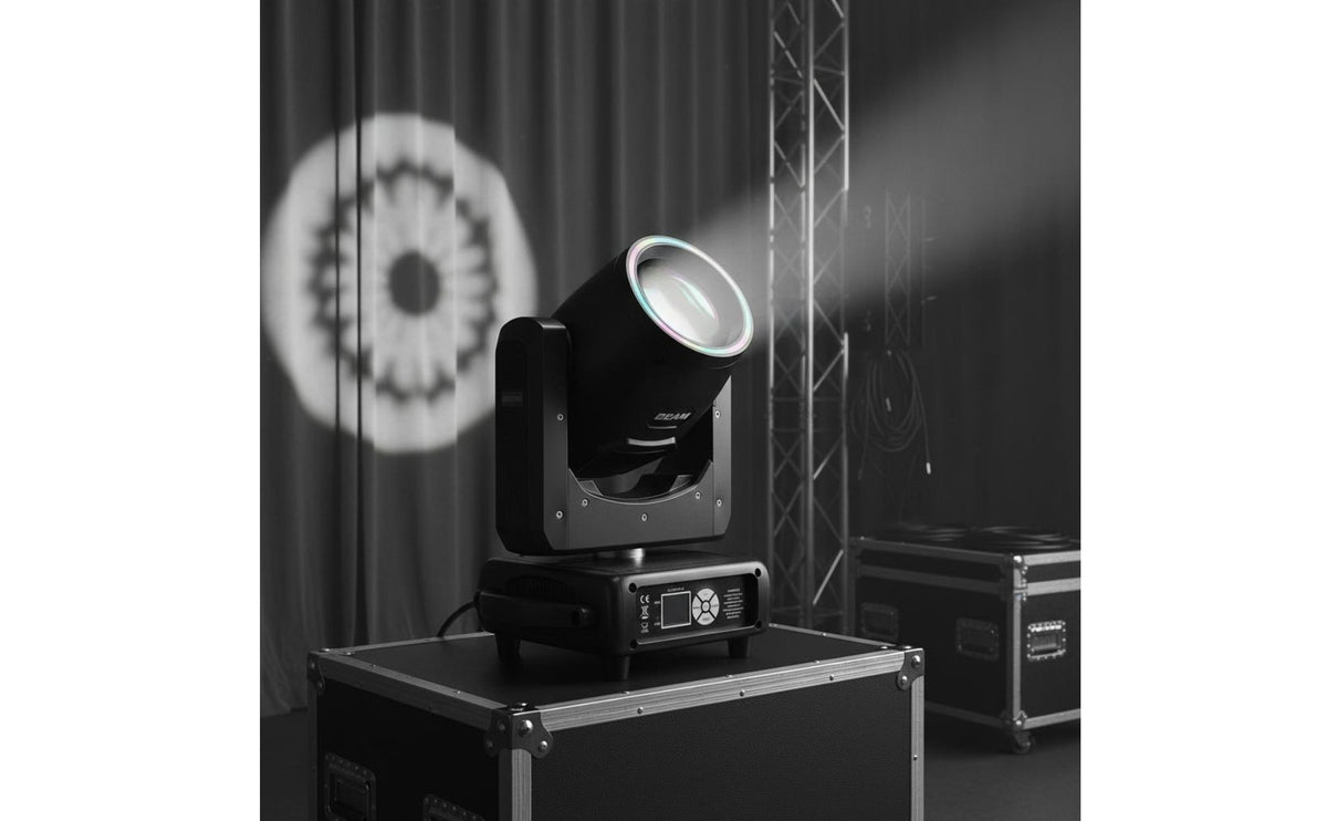 GOBO Effects 200W Beam Moving Light Multiple Built-in Patterns LED Beam Moving Head DMX512 Control Pattern Effect Light Wide Rotation Range for DJs, Event Planners, Live Performance, Bar, Wedding, DJ Booth