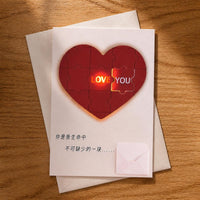 Voice Recording Light-Up Heart Puzzle Greeting Card for Couples