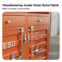 Manufacturing-inspired design Shipping Container Nightstand Distressed Finish Shipping Container End Table Retro Design Storage Cabinet long-lasting Construction for Apartment Dwellers, Homeowners, Bedroom, Living Room, Office, Garage