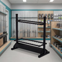 Fishing Rod Rack Freestanding Fishing Rod Rack with EVA Slots Gear Storage Stand Aluminum Organizer Double-Sided for Anglers
