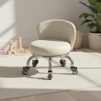 Low Rolling Stool Easy to Install Round Caster Stool Small Decorative Chair on Wheels Modern Design 250 Lbs Capacity
