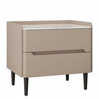 Sintered Stone Top Nightstand with Drawers Modern Design 2-Drawer End Table Ample Storage Bedside Cabinet Space-Saving for Homeowners, Renters, Students, Small Spaces, Apartment, College Dorm, Living Room