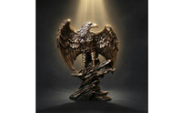 Resin Eagle Figurine Gilded Bronze Highlights Eagle Figurine Boulder Pedestal House Highlight