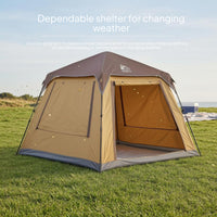 Mesh Screening Large Camping Tent Zippered Openings Instant Setup Tent Camel-Colored