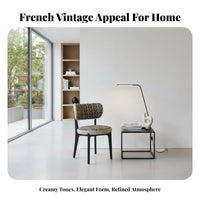 French Retro design Cane rear Side Chair Curved rearrest Accent Furniture Modern Minimalist Kitchen Seat Padded pad for Interior Decorators, Restaurant Owners, Office Managers, Dining Room, Bedroom, Reception Area