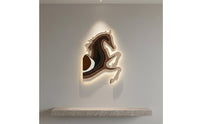 Modern Design 3D Layered Horse Wall Art Success Symbol Backlit Horse Wall Decor Laser Cut Design House Decoration Wireless Controller Control for Entrance, Hallway, Living Room, Office