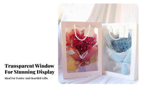 Clear Window Gift Bag Large Capacity Flower Bouquet Bag Comfortable Handles Rectangular Display Tote for Florists, Family Appreciation Day, Birthdays