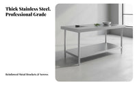 Easy to Clean Stainless Steel Work Table Rust-Resistant Commercial Kitchen Prep Table Stable Structure Stainless Steel Workbench High Load-Bearing Capacity for Restaurant Team, Workshop Workers, Professionals, Bakery, Warehouse, Garage, Laundry Room