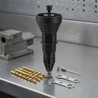 Metal Front Electric Rivet Head Black Housing Rivet Adapter Head Cylindrical Tool Accessory Easy to Use