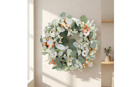 Eucalyptus Wreath with Pumpkins Thanksgiving for Wall, Kitchen