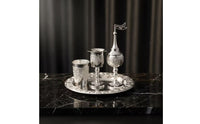 4 Pieces Beverage Service with Tray Metal Beverage Pot with Cups Vintage