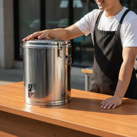 Stainless Steel Insulated Barrel Three-Tier Insulation Thermal Soup Container with Spigot Hot Cold Drink Dispenser