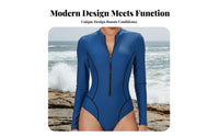 Long Sleeve Single-Piece Swimsuit Sun Protection women's Surfing Figure Suit Long Sleeve Zip Front Swimsuit Quick-Drying