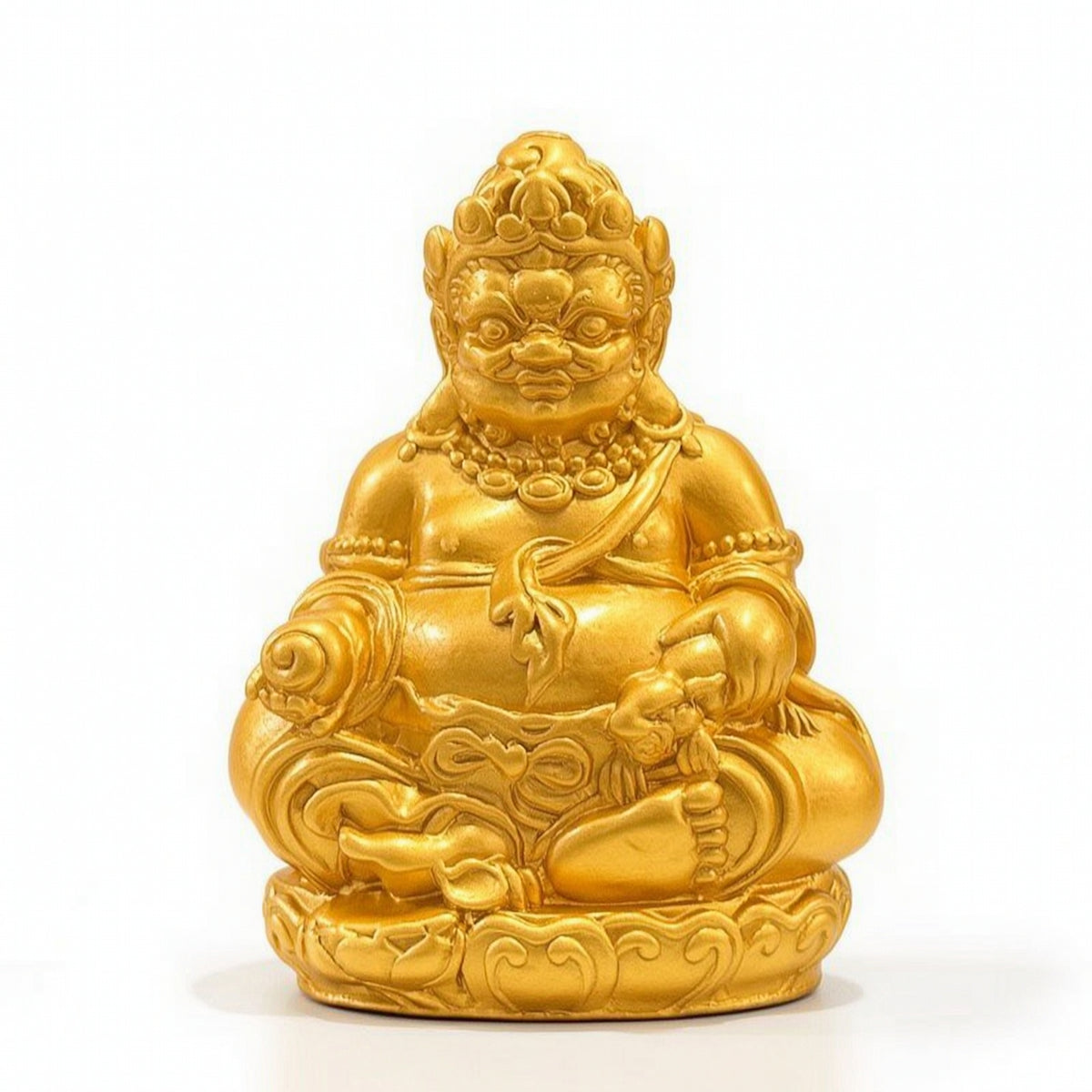 Golden Wealth Deity Statue Ornate God of Wealth Figurine Miniature Intricate for Bookshelf