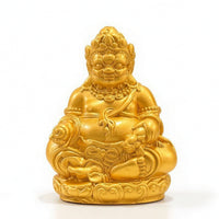 Golden Wealth Deity Statue Ornate God of Wealth Figurine Miniature Intricate for Bookshelf