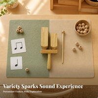 Classroom Percussion Instrument Cylindrical Wooden Sound Blocks Includes Mallet Wooden Percussion Instrument for Classroom