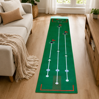 Golf Putting Mat 50x300cm, Mini Golf Training Mat with Artificial Turf, Portable Putting Mat for Home & Office, Indoor Practice Mat with Balls