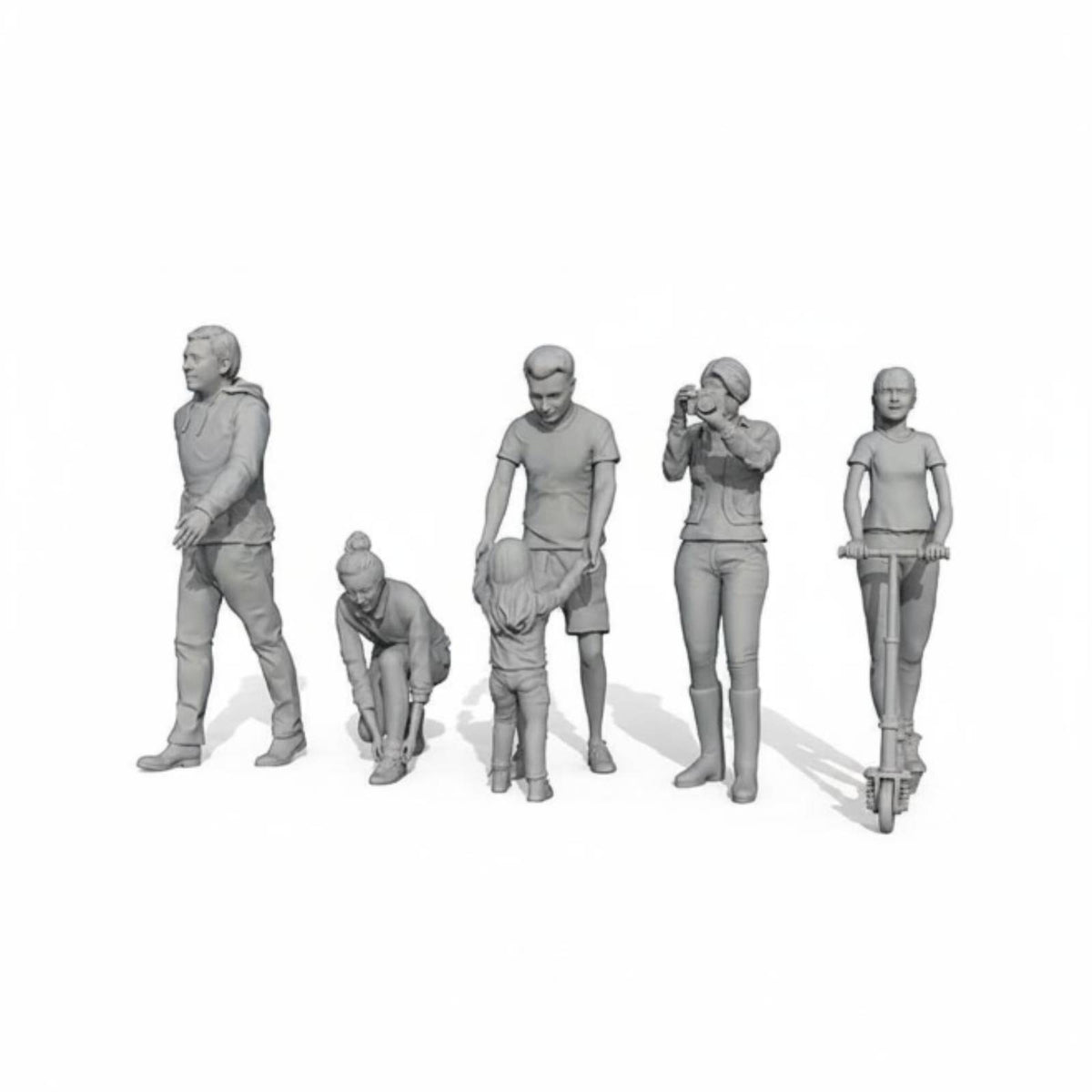 5 Pieces Assorted Poses HO Scale People Painted Resin Miniature Scene Figures for Model Railway