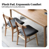 Padded Seat Upholstered Wood Frame Chair Modern Minimalist Design Upholstered Wooden Chair Japanese aesthetic Seating Furniture Ergonomic spine supportrest for Interior Decorators, Homeowners, Families, Dining Room, Home Office, Kitchen, Restaurant