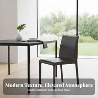 Minimalist Design Armless Leather-Wrapped Chair Padded Seat Armless Upholstered Side Chair Ergonomic Backrest Indoor Seating Rounded Corners for Homeowners, Families, Business Owners, Dining Room, Home Office, Kitchen, Restaurant