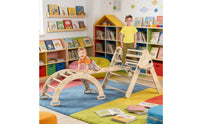 Indoor Pikler Triangle Natural Wood Wooden Climbing Triangle Arched Section Foldable Climbing Frame Polished Surface
