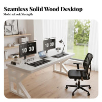 Solid Wood Computer Desk Spacious Work Surface 2 Person Desk Thickened Desktop Double Workstation Table for Students, Colleagues, Bedroom, Study Room