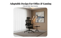 Lumbar Support Ergonomic Recliner with Leg Rest Multidirectional Adjustable Armrests Gaming Seat Highspine Design Desk Chair Reclining spinerest for video game enthusiasts, Remote Workers, Students, Study