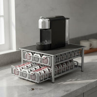Double Layer Capsule Stand Large Capacity Pod Storage Drawer Sturdy Metal Frame Coffee Capsule Storage Rack for Office