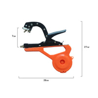 Orange Plastic Body Manual Vine Tie Tool Trigger Handle Handheld Tape Tie Tool Clamp Style Plant Tying Tape Machine Spool Housing for Orchard Work, Gardening