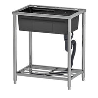 Handmade Freestanding Sink with Shelf Rectangular Single-Basin Sink with Frame Black Washing Station Heavy Duty for Workshop, Kitchen, Balcony