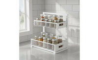 Pull-out Cabinet Organizer Versatile Adjustable Rack Large Capacity 2-Tier Sliding Basket Organizer for Kitchen, Pantry, Lavatory