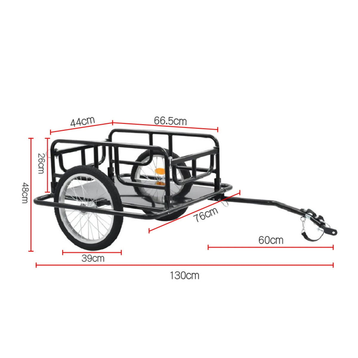 Cycle Cargo Trailer with Flat Platform Flatbed Bike Cargo Trailer Cycle Wagon Cart Heavy-Duty Vehicle Spacious for Cyclists
