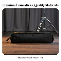 5A 7 Drumsticks Bag Comfortable Grip Wooden Drum Sticks Storage Holder Pouch for Beginners, Kids