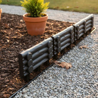 Easy Assembly Plastic Garden Fence Weather Resistant Faux Wood Lawn Edging Log Pile Design Garden Edging for Gardeners, DIY Enthusiasts, Vegetable Plot, Pathway, Patio