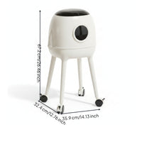 Translucent Spacecraft Trash Can Elevated Wheeled Trash Can Compact Wheeled Garbage Bin Space-Saving for Kitchen, Living Room, Bedroom