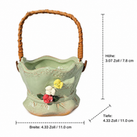 Geometric Flower Pot, Modern Herb Pot with Handle, 11cm Ø for Houseplants, Corrosion-Resistant Plant Pot for the Desk