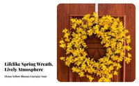 Yellow Forsythia Wreath Versatile Decor Artificial Forsythia Wreath Vivid and Lively Yellow Flower Garland for Gift Recipients, Porch, Patio