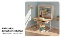Kids Desk and Chair Set Solid Wood Adjustable Study Table Sturdy Wooden Homework Desk with Chair for Girls, School Work, Home, Playroom
