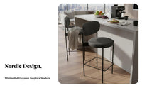 Nordic Design Upholstered High-Back Stool With Backrest Counter Chair Modern Design Home Furniture Elegant Aesthetic for Homeowners, Bar Owners, Adults, Cafe, Restaurant, Reception Area, Kitchen Island