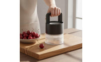 Mess-Messless Cherry Pitter with Container Compact Press Style Cherry Pitter Stainless Steel Stone Remover Food-Grade for Home Cooks