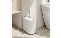 Small Slim Bathroom Trash Can Disposable Trash Can with Toilet Brush and Holder Replaceable Bathroom Wastebasket with Toilet Brush Concealed for Washroom