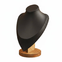 Long-Lasting Necklace Display Bust Soft Textile Finish Mannequin Necklace Stand Solid Wood Base Jewelry Bust Display for Dressing Table