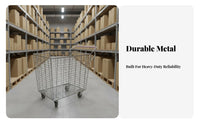 Heavy Duty Warehouse Picking Cart Long-Lasting Steel Construction Rolling Logistics Trolley Reinforced Bottom Metal Basket Cart Locking Casters for Stock Clerks, Retail Employees, Supermarket