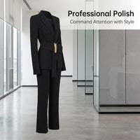 Ladies Trouser Suits for Wedding Guests with Long Sleeve Jacket, Two Piece for Women in Extended Sizes, Polyester Blend Material