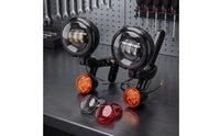 Motorcycle Light Bracket with Lens Covers Aluminum Alloy Fog Light Bracket with Turn Indicators LED for Motorcycle Owners, Night Riding