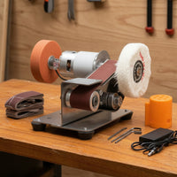 Compact Belt Sander with Polishing Wheel Multi-Function Mini Electric Belt Sander Multifunctional Polishing Grinder Portable for Woodworkers, Hobbyists, Woodworking, Workshop