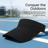 Adjustable Wide Brim Visor Hat for Women Men, Open Top Sports Cap for Tennis Golf Running, Unisex Ponytail Baseball Summer