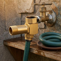 Angular Swivel Elbow Adapter Compact Brass Hose Elbow Gold-Toned 3/4 GHT Hose Adapter